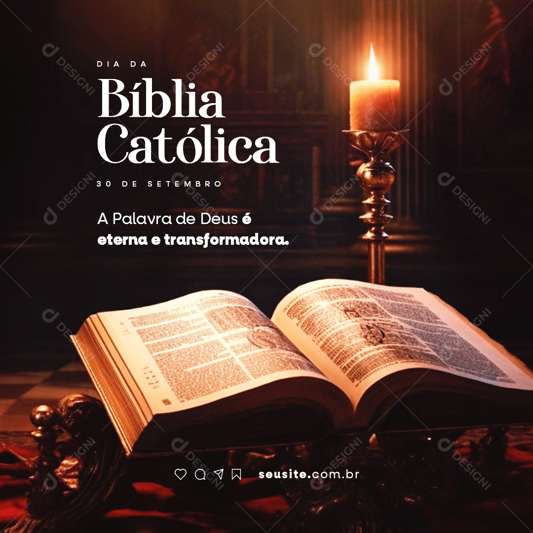 Dia da Bíblia Católica A Palavra de Deus é Eterna e Transformadora Social Media PSD Editável