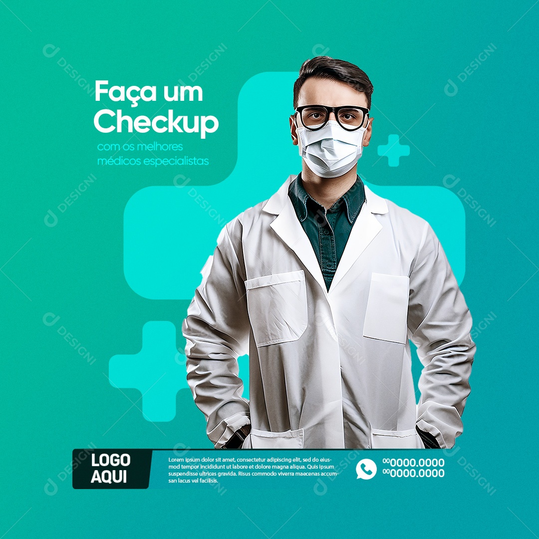 Clínica Médica Faça um Checkup Social Media PSD Editável