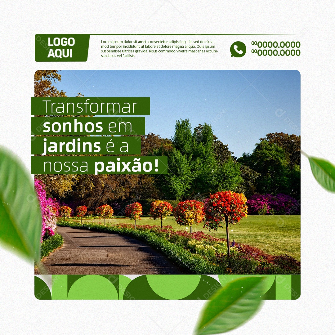 Jardinagem Transformar Sonhos em Jardins é a Nossa Paixão Social Media PSD Editável