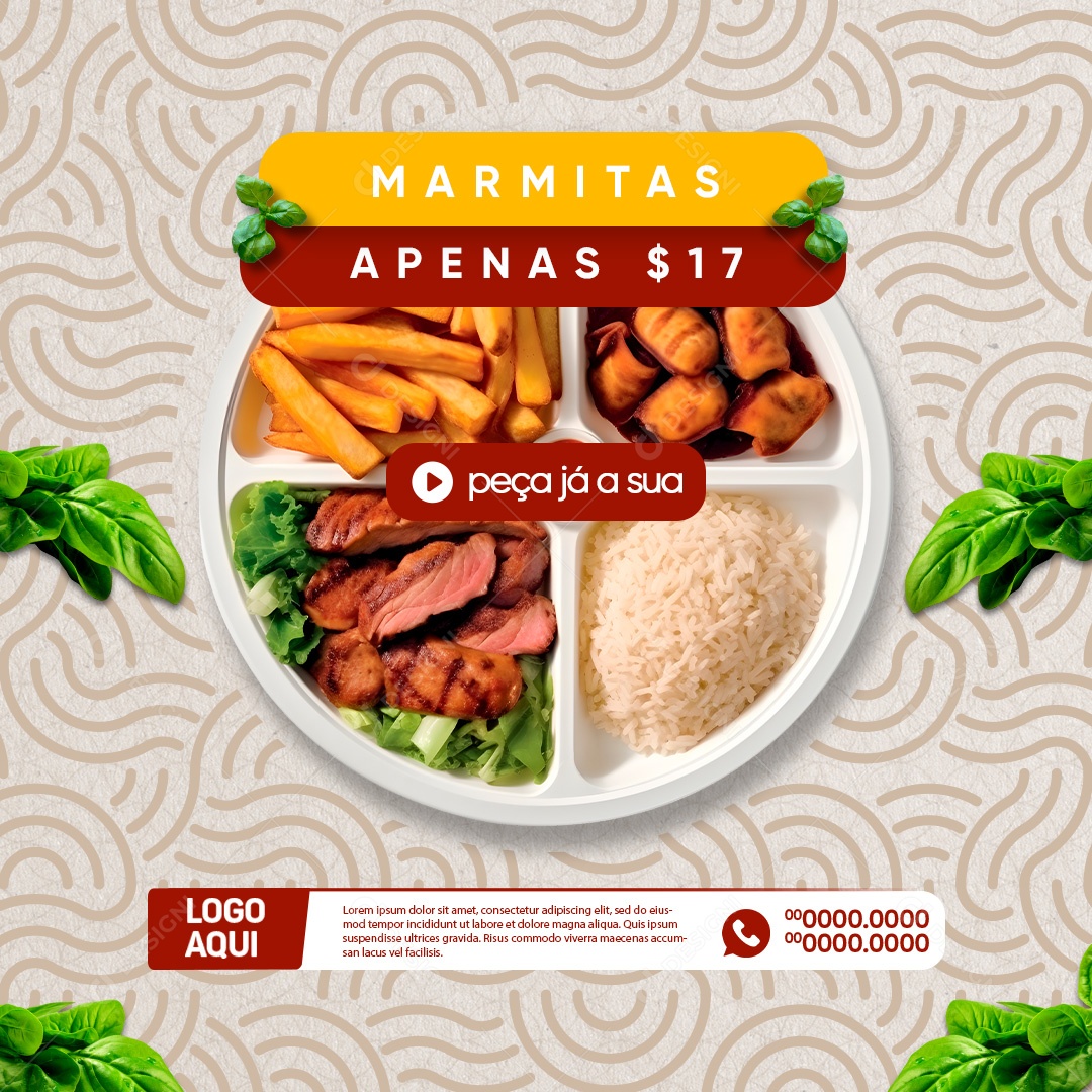 Marmitaria Marmitas Restaurant Only 17 Order Your Editable Social Media PSD Now