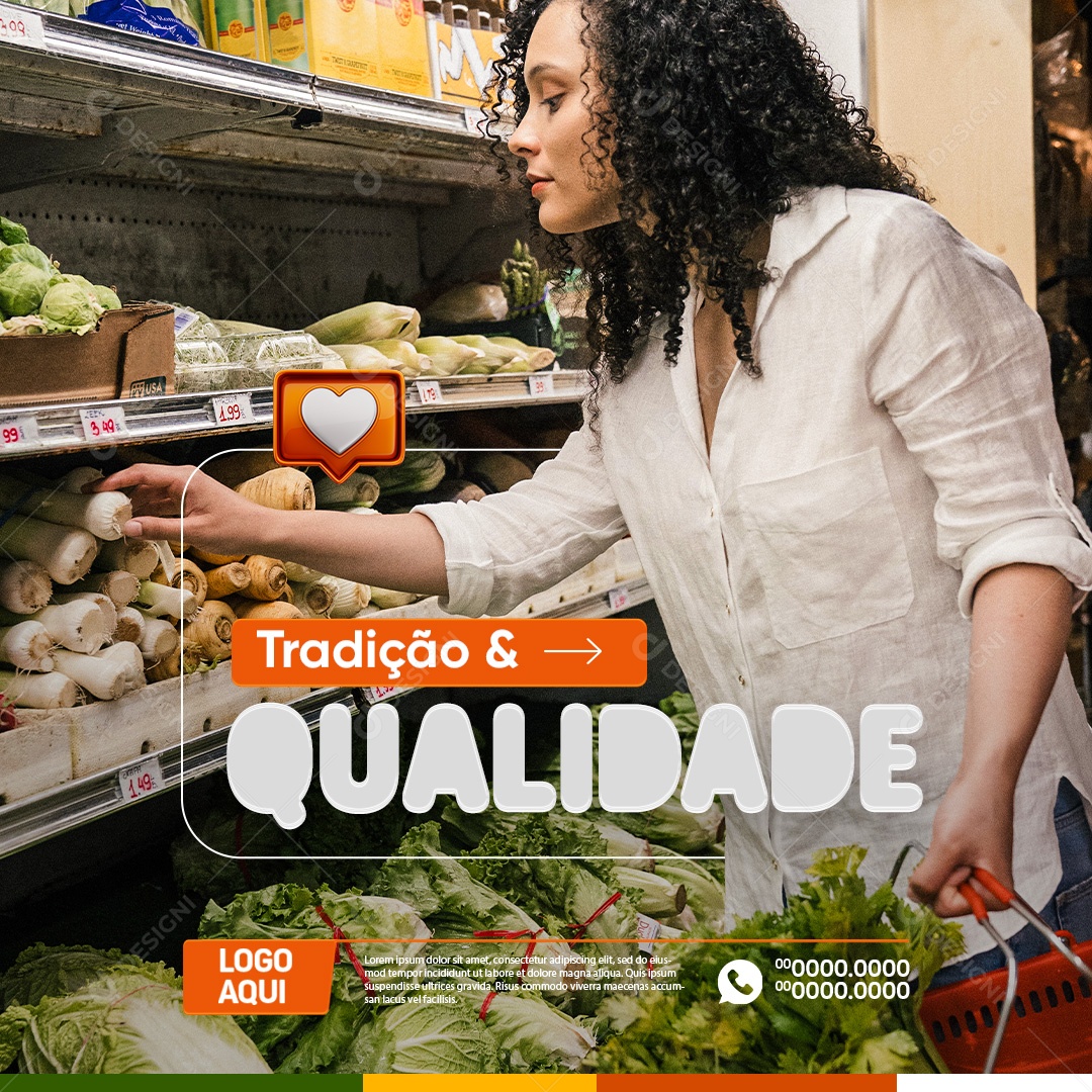 ERRO DE ARQUIVO Supermercado Hortifruti Tradição & Qualidade Social Media PSD Editável