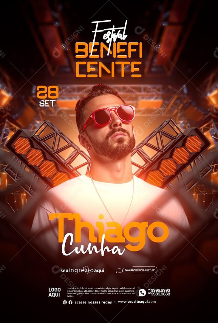 Flyer Festival Beneficente Thiago Cunha Social Media PSD Editável