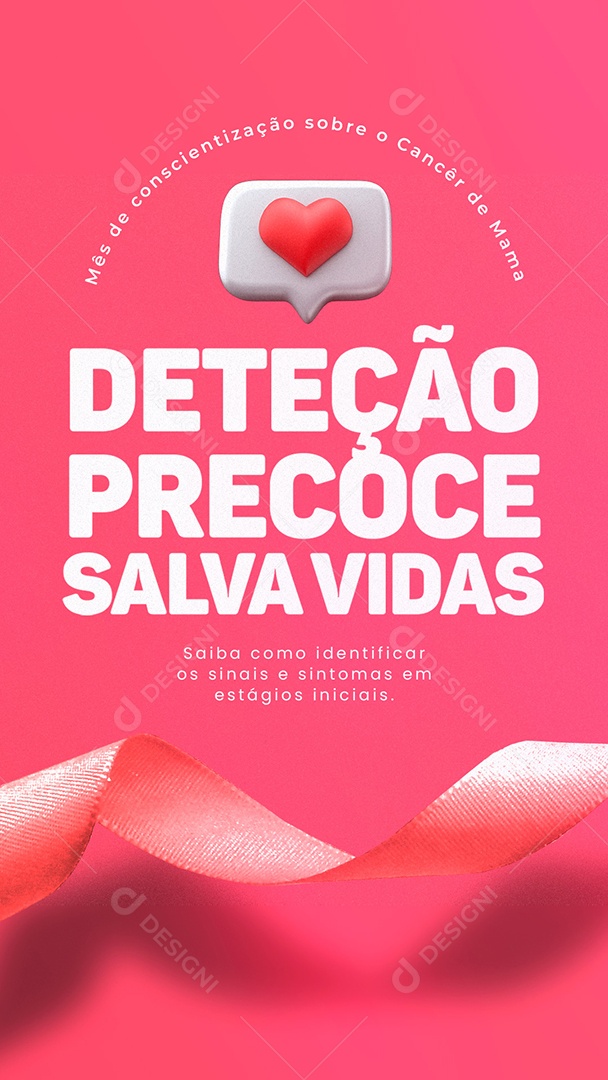 Story Outubro Rosa Deteção Precoce Salva Vidas Social Media PSD Editável