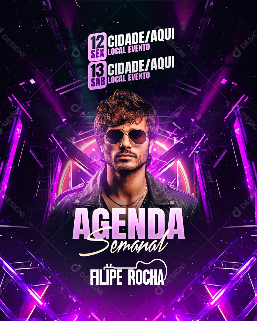 Flyer Agenda Semanal Filipe Rocha Social Media PSD Editável