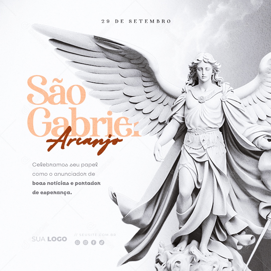 Dia de são Gabriel Arcanjo 29 de Setembro Social Media PSD Editável