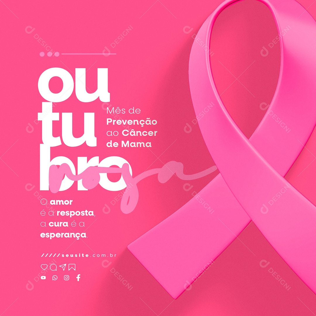 Outubro Rosa Mês de Prevenção Contra o Câncer de Mama Social Media