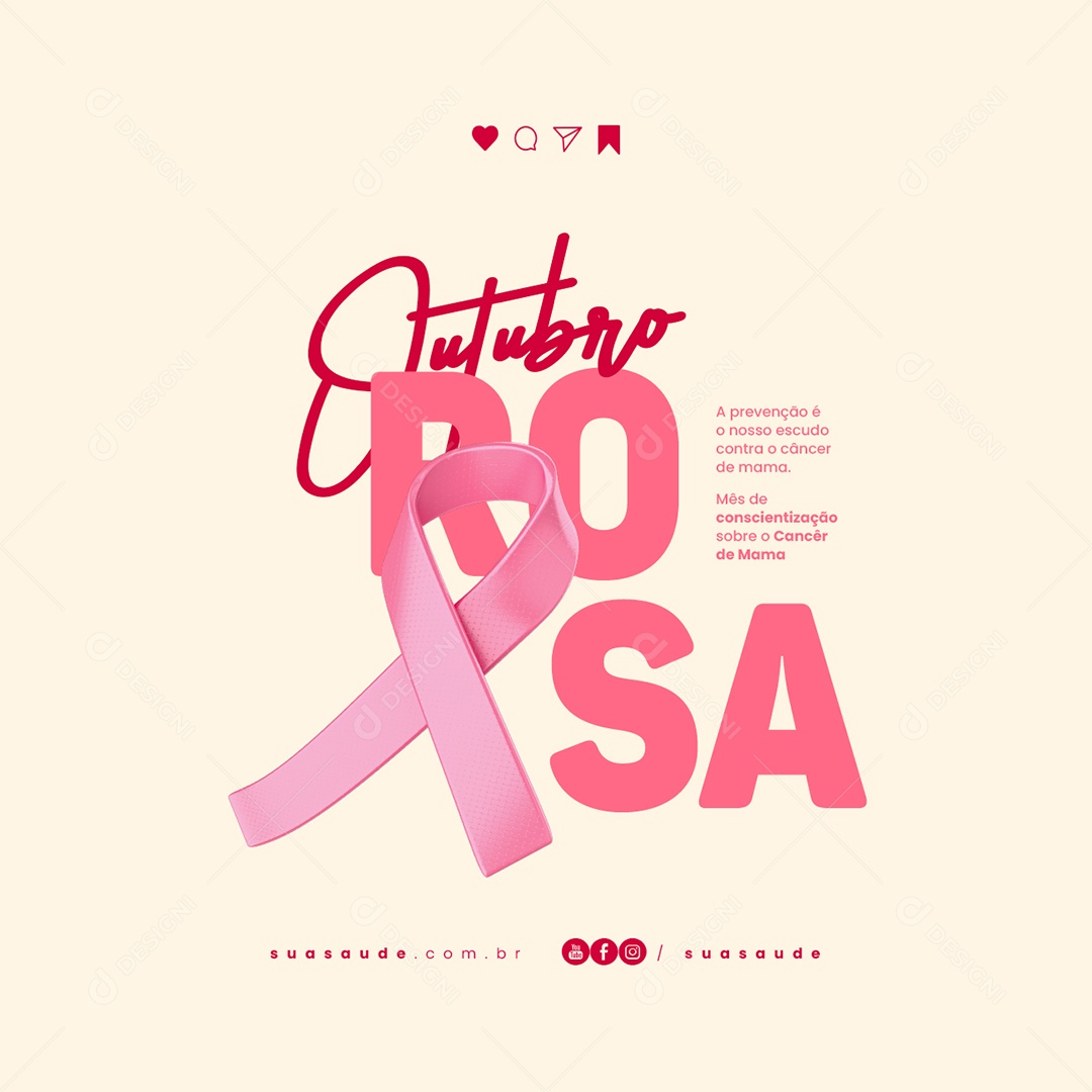 Pink October Breast Cancer Awareness Month Social Media PSD Editable