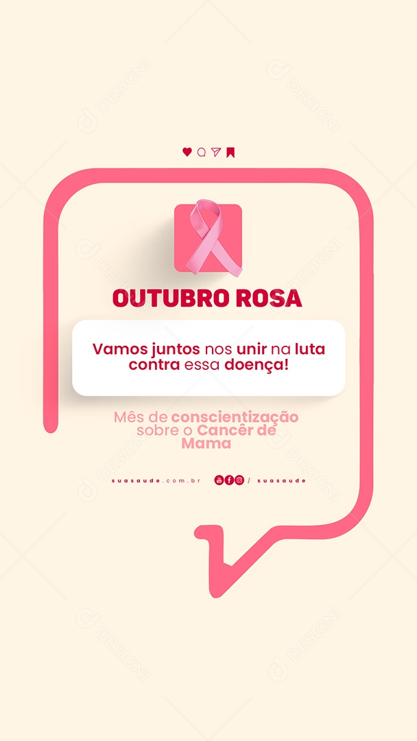 Story Outubro Rosa Mês de Conscientização ao Câncer de Mama Social Media PSD Editável