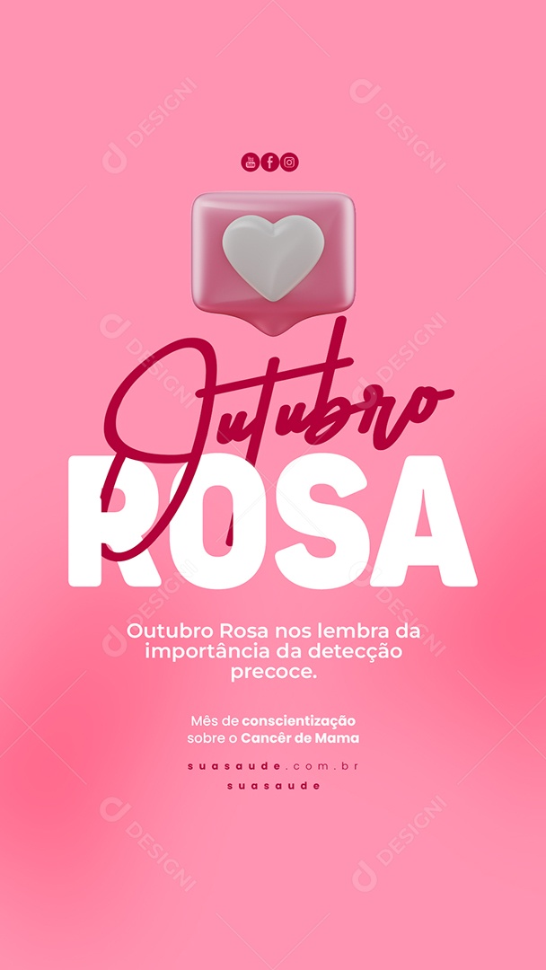 Story Outubro Rosa Mês de Conscientização ao Câncer de Mama Social Media PSD Editável