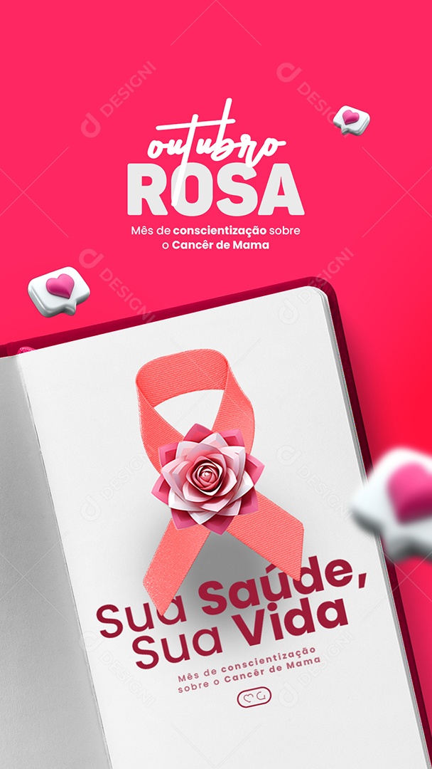 Story Outubro Rosa Mês de Conscientização ao Câncer de Mama Social Media PSD Editável