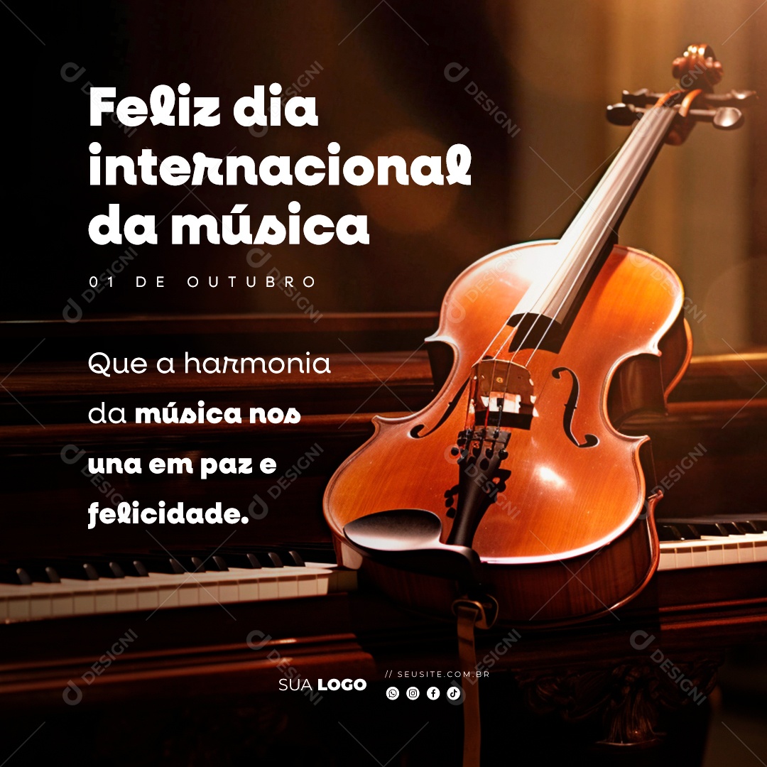 Dia Internacional da Música 01 de Outubro Social Media PSD Editável