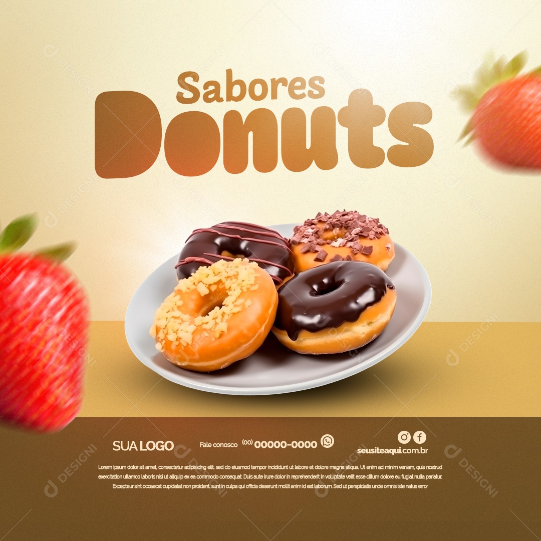 Doceria Sabores Donuts Social Media PSD Editável