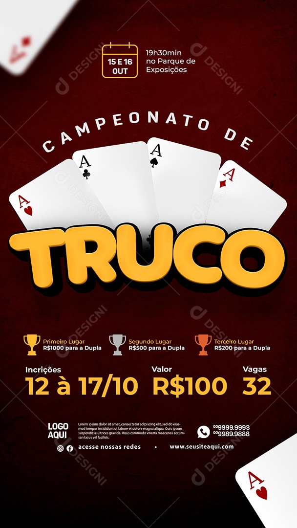 Story Campeonato De Truco Social Media PSD Editável