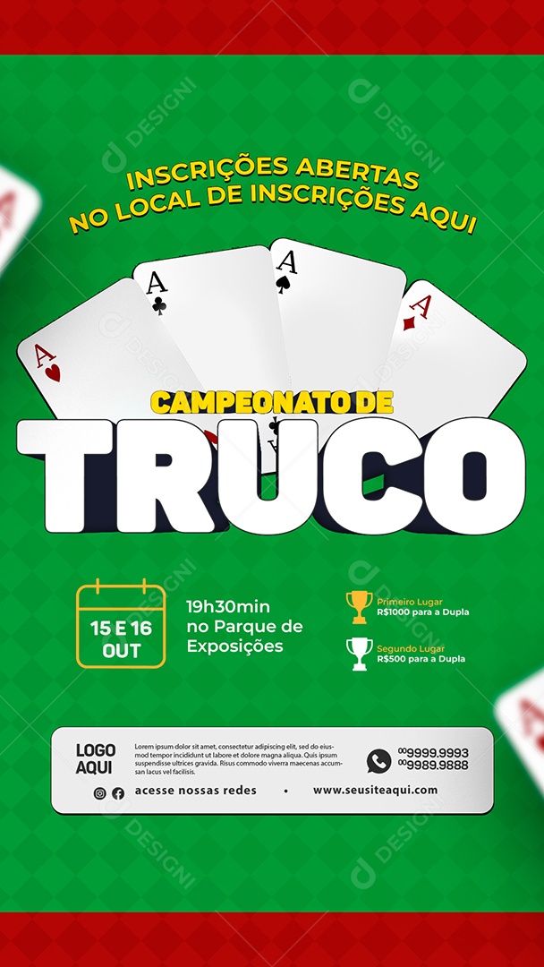 Story Campeonato De Truco Inscrições Abertas Social Media PSD Editável