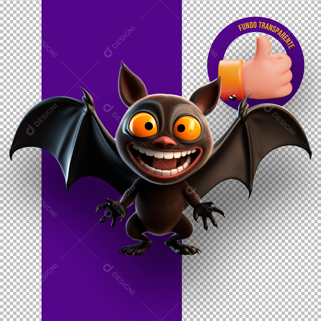 Morcego de Halloween Elemento 3D para Composição PSD