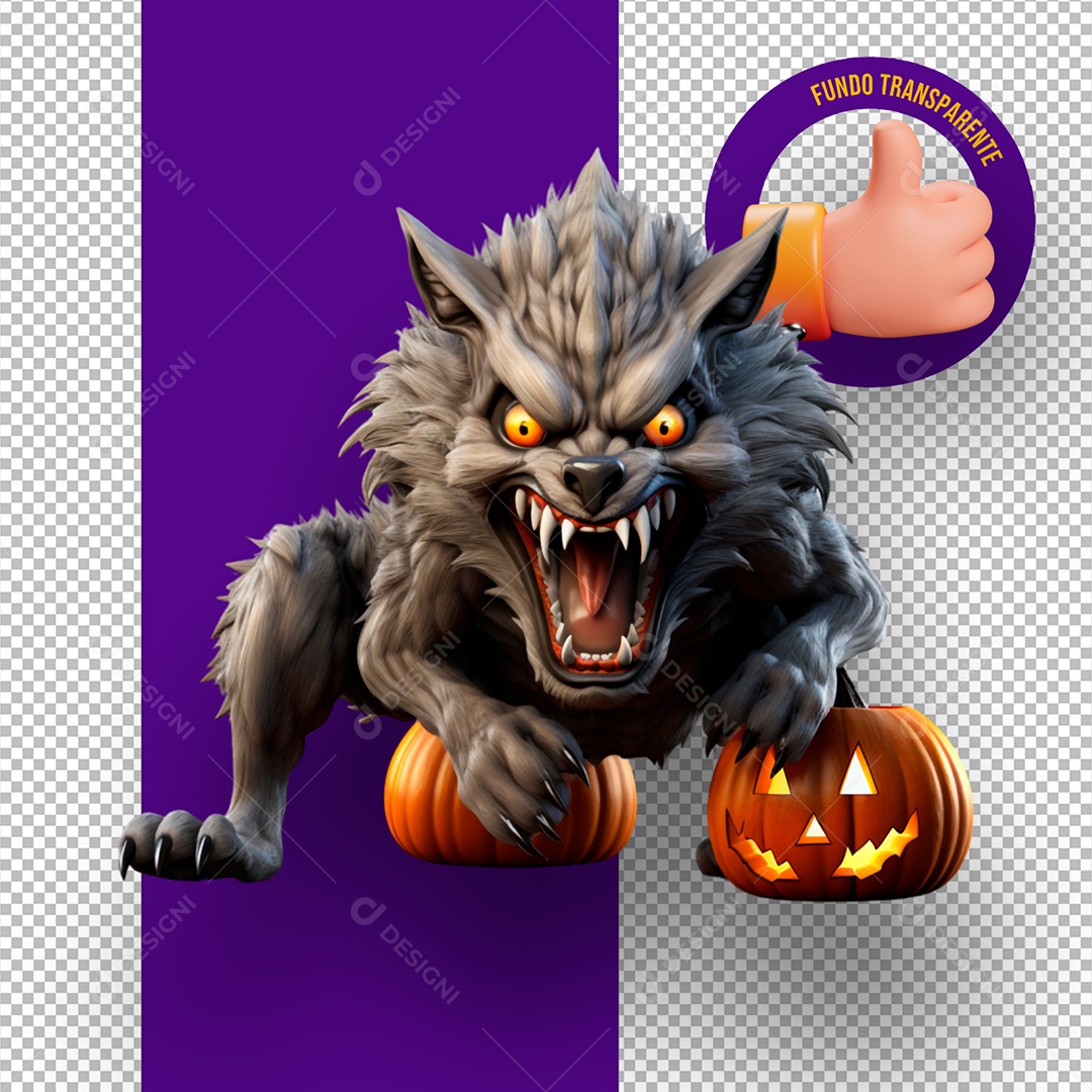 Abóbora Assustadora de Halloween Elemento 3D para Composição PNG  Transparente [download] - Designi