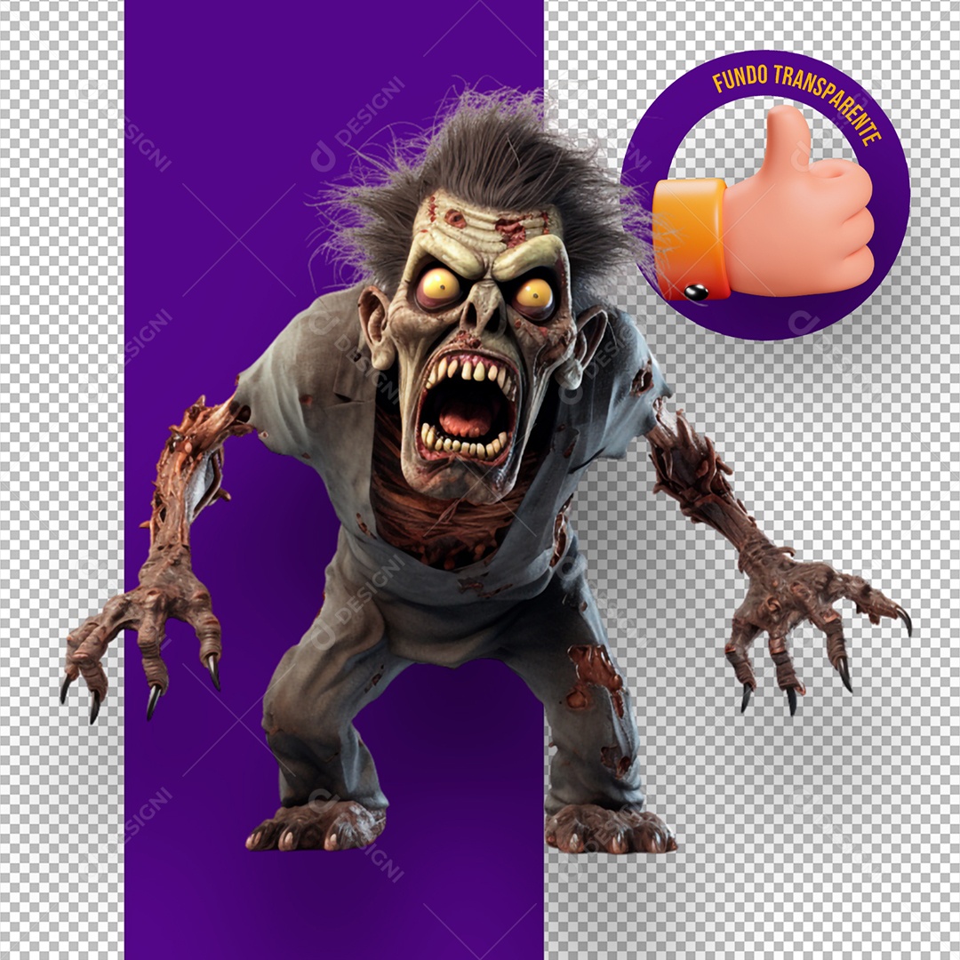 Spooky Halloween Zombie 3D Element for PSD Composition