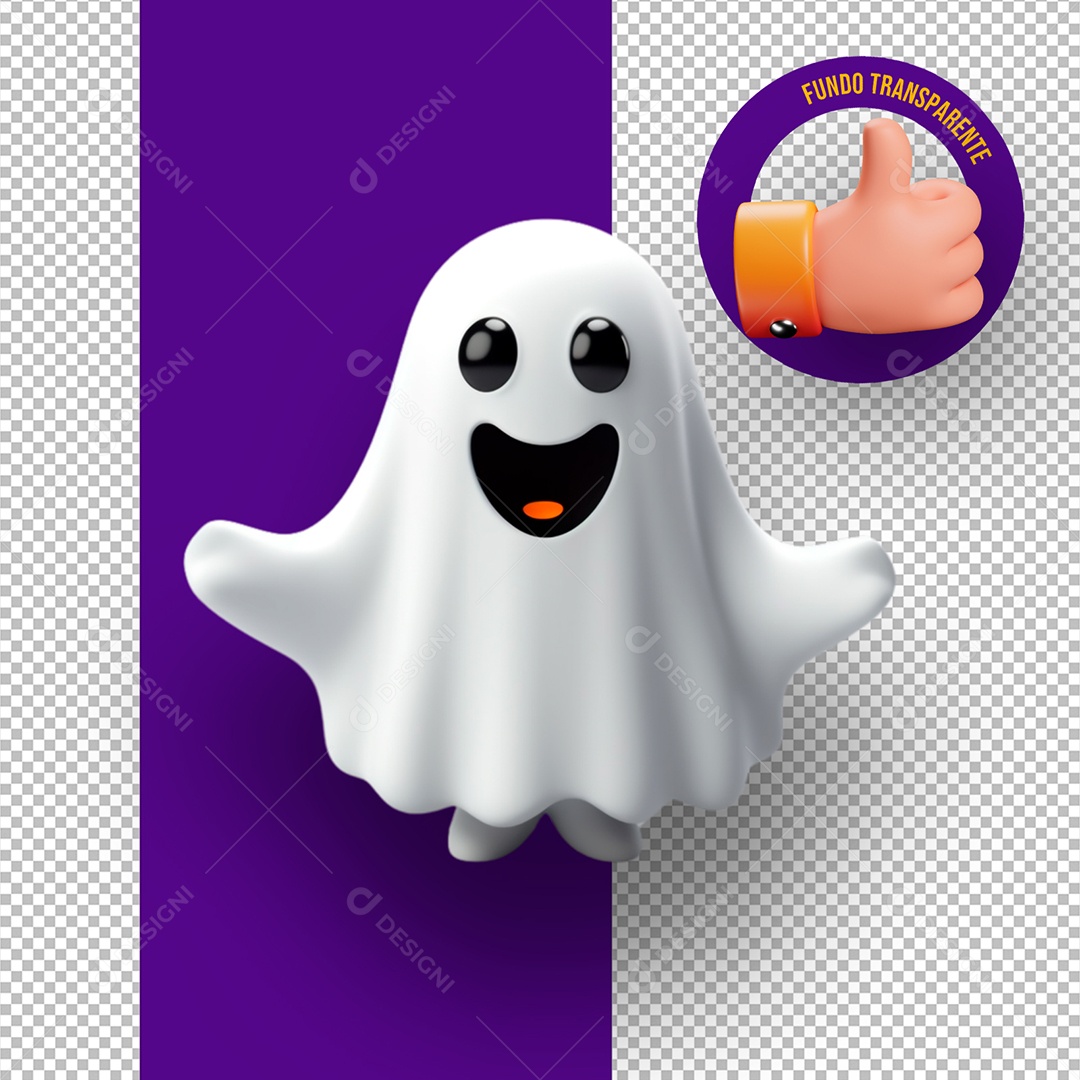 Fantasminha de Halloween Elemento 3D para Composição PSD