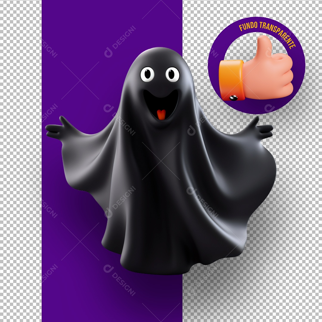 Elemento 3D Fantasma das Sombras de Halloween para Composição PSD