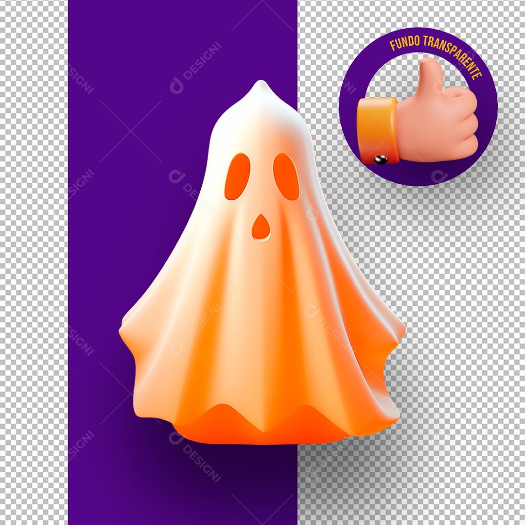 Fantasma de Halloween Elemento 3D para Composição PSD