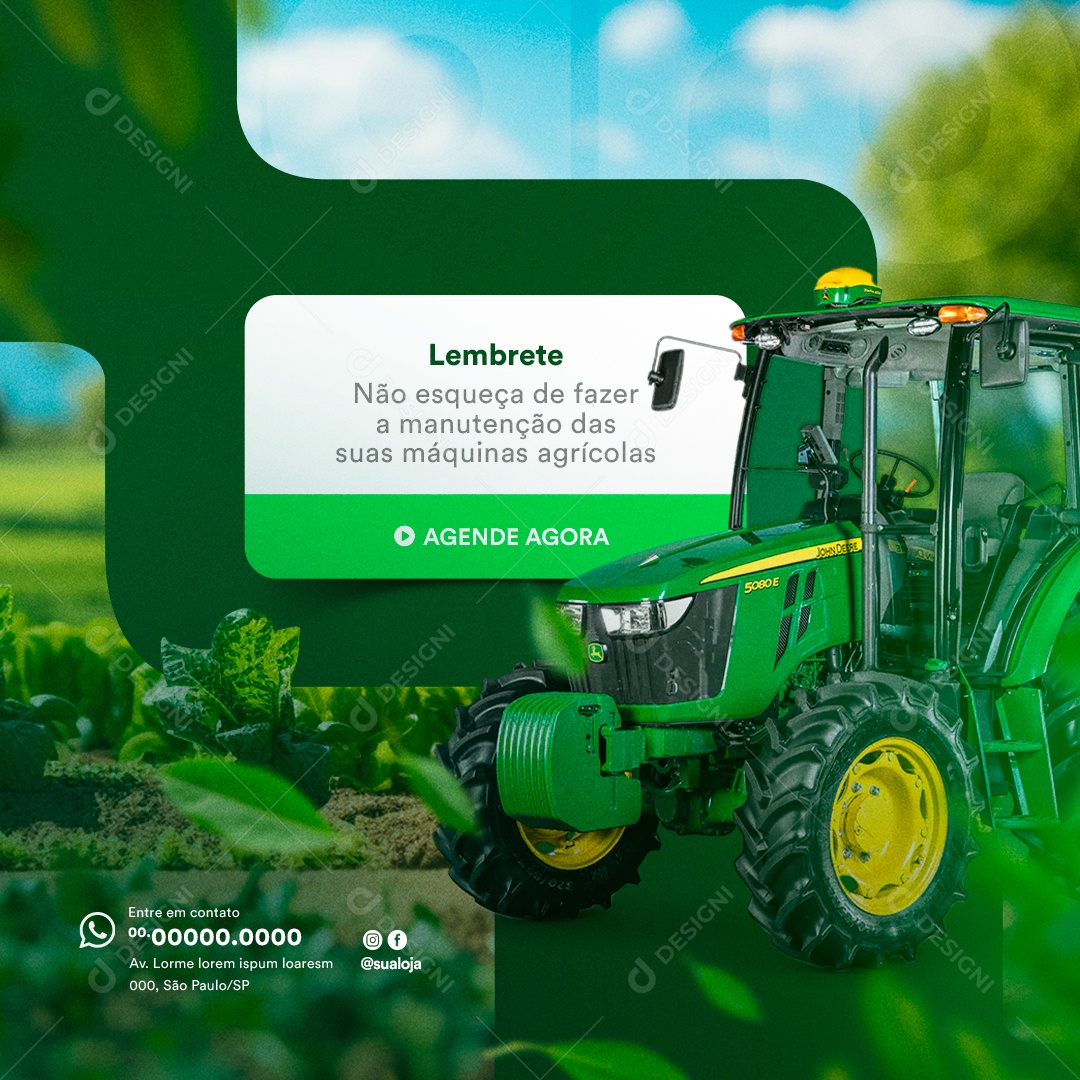 Agribusiness Reminder Don't Forget to Maintain Your Agricultural Machines Editable Social Media PSD