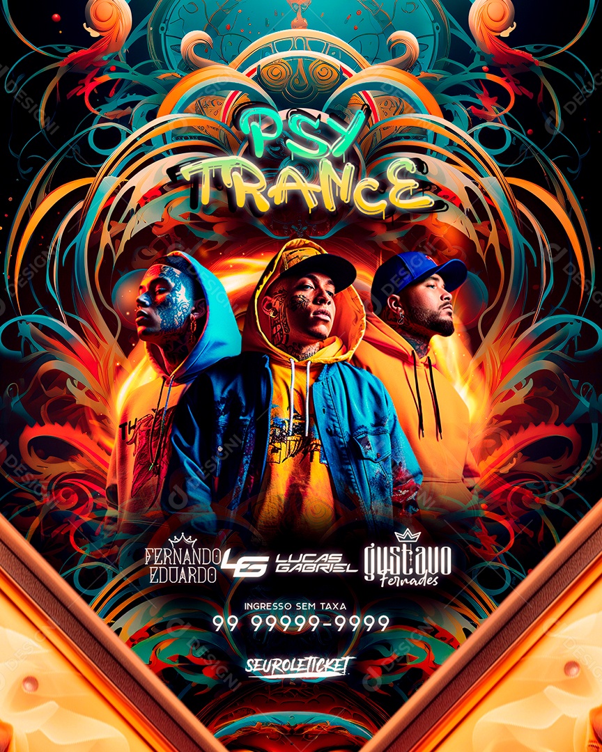 Flyer Psy Trance Fernando Eduardo Lucas Gabriel Gustavo Fernades Social Media Psd Editável 2509