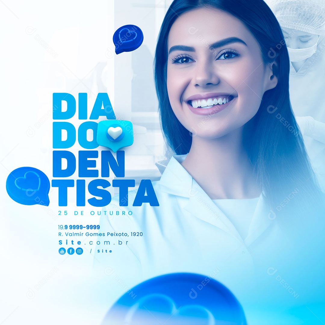 Dia Nacional do Dentista 25 de Outubro Social Media PSD Editável