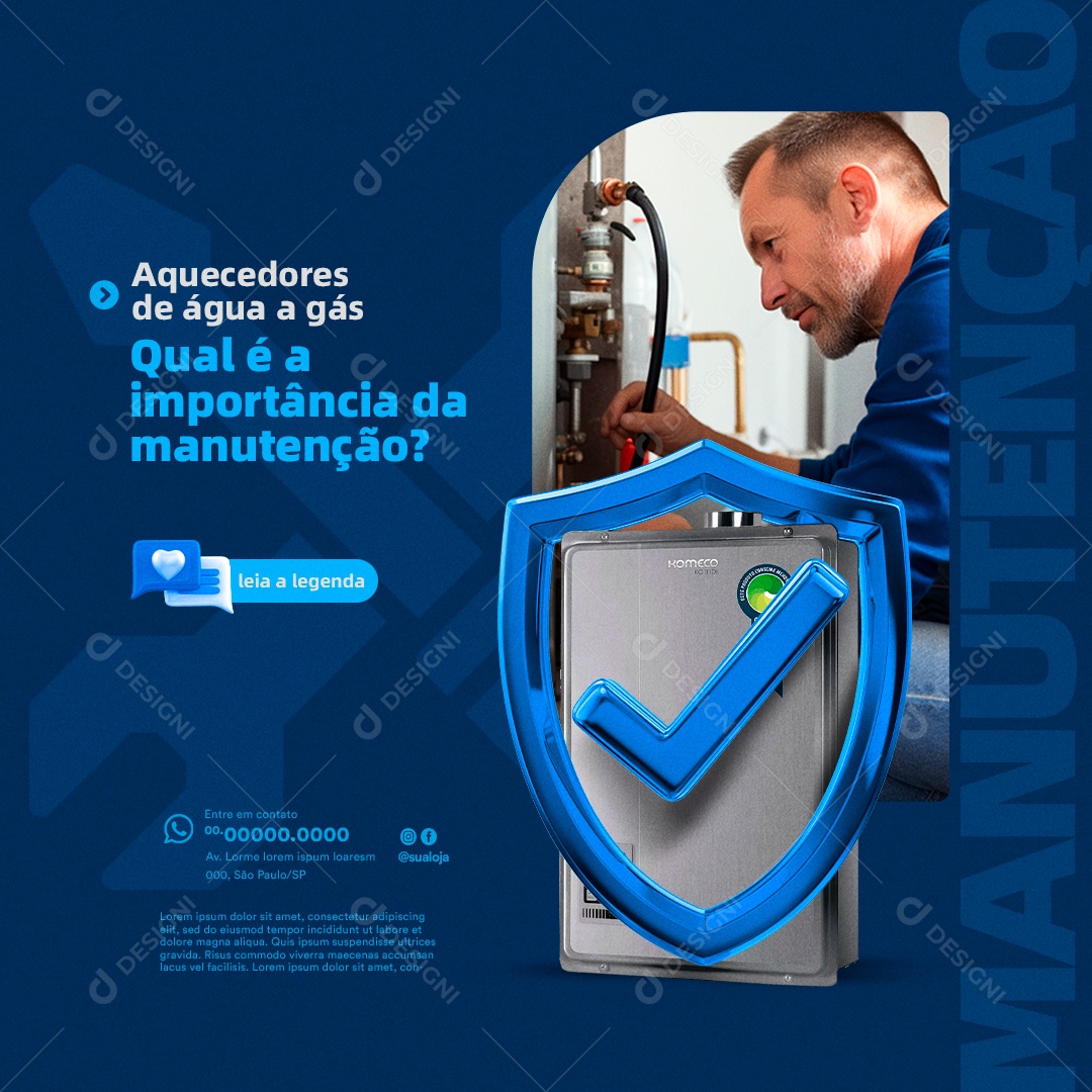 Aquecedores de Água a Gás Qual é a Importância da Manutenção Social Media PSD Editável