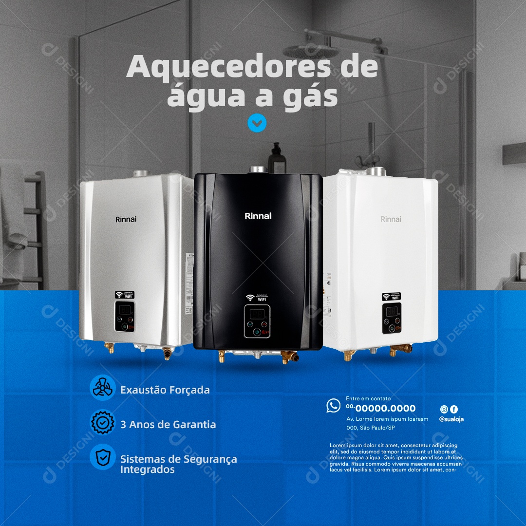 Aquecedores de Água a Gás Social Media PSD Editável