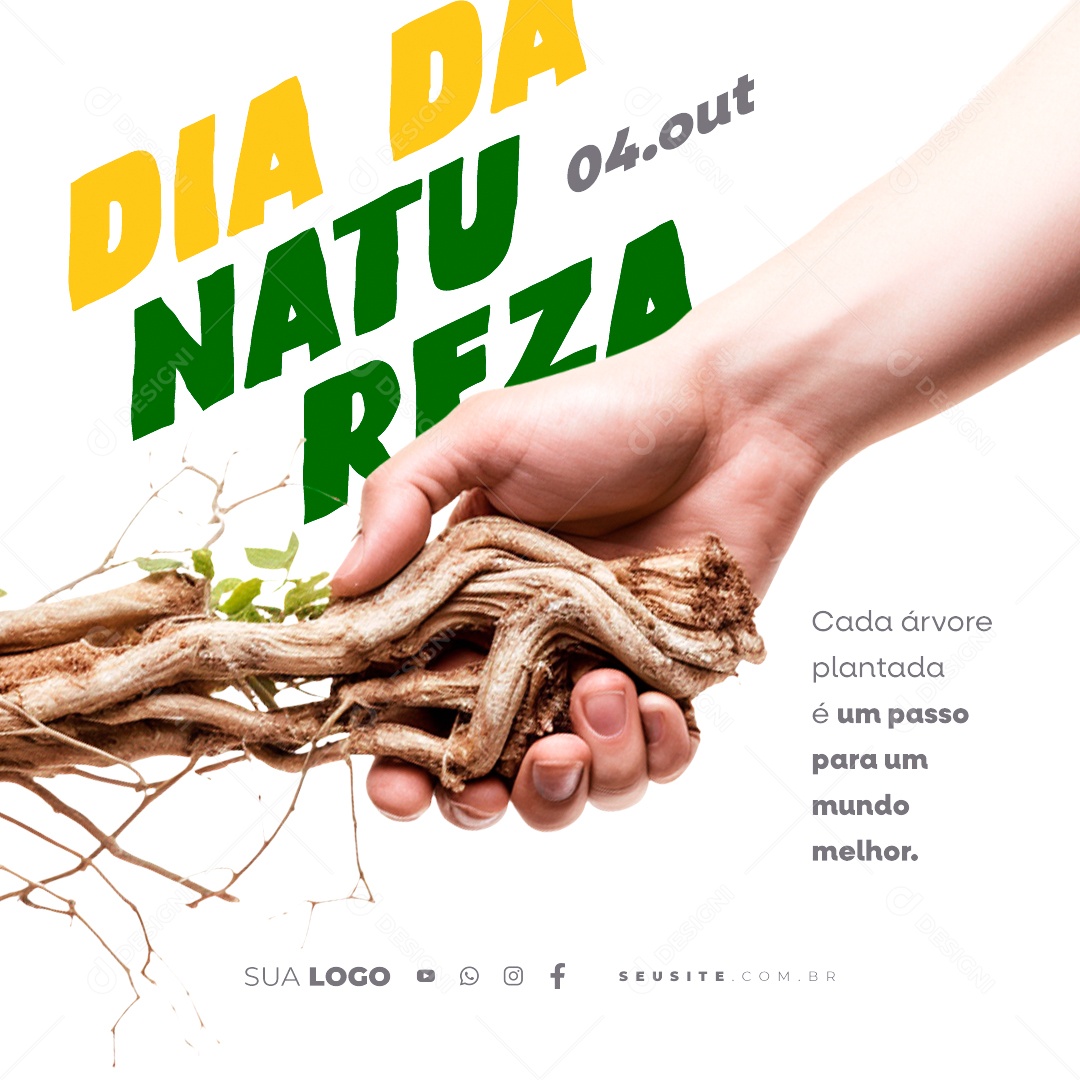 Dia Da Natureza 04 de Outubro Cada Árvore Plantada é um Passo para um Mundo Melhor Social Media PSD Editável