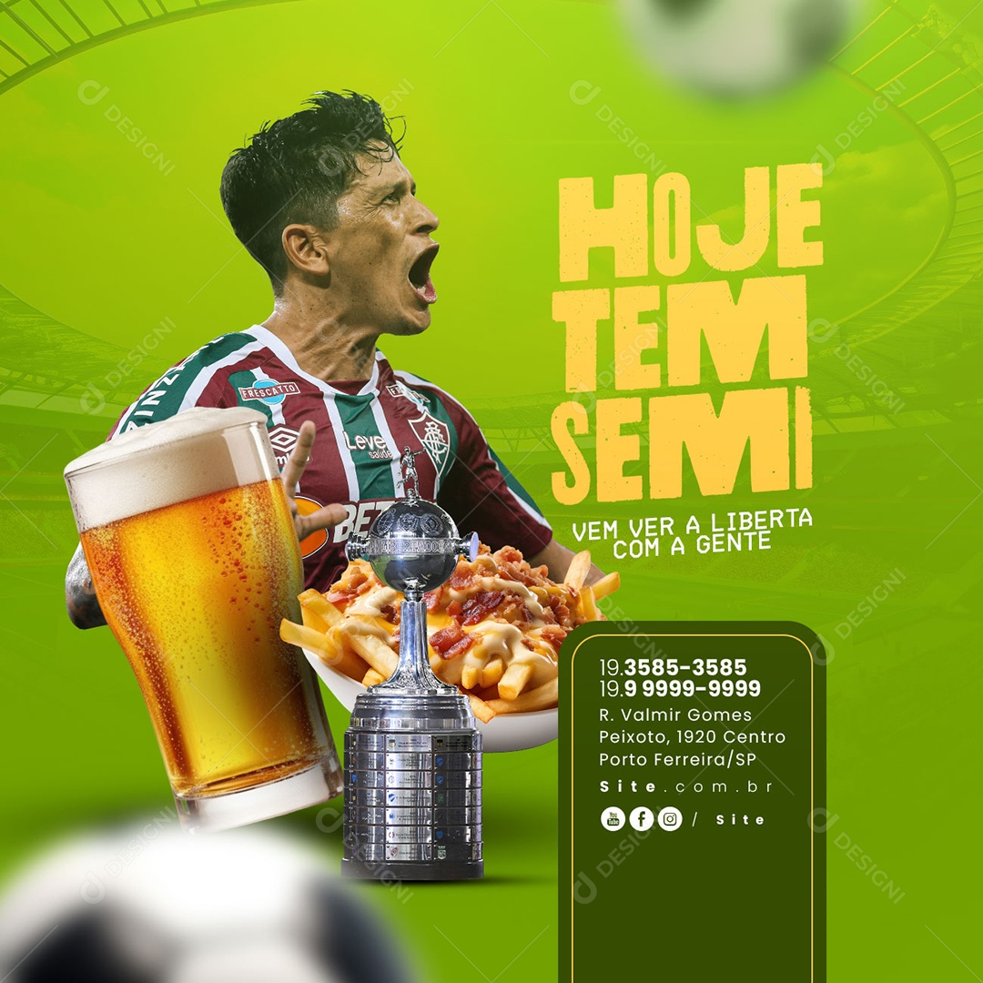 Social Media Cervejaria Hoje tem Semi Libertadores Fluminense PSD Editável