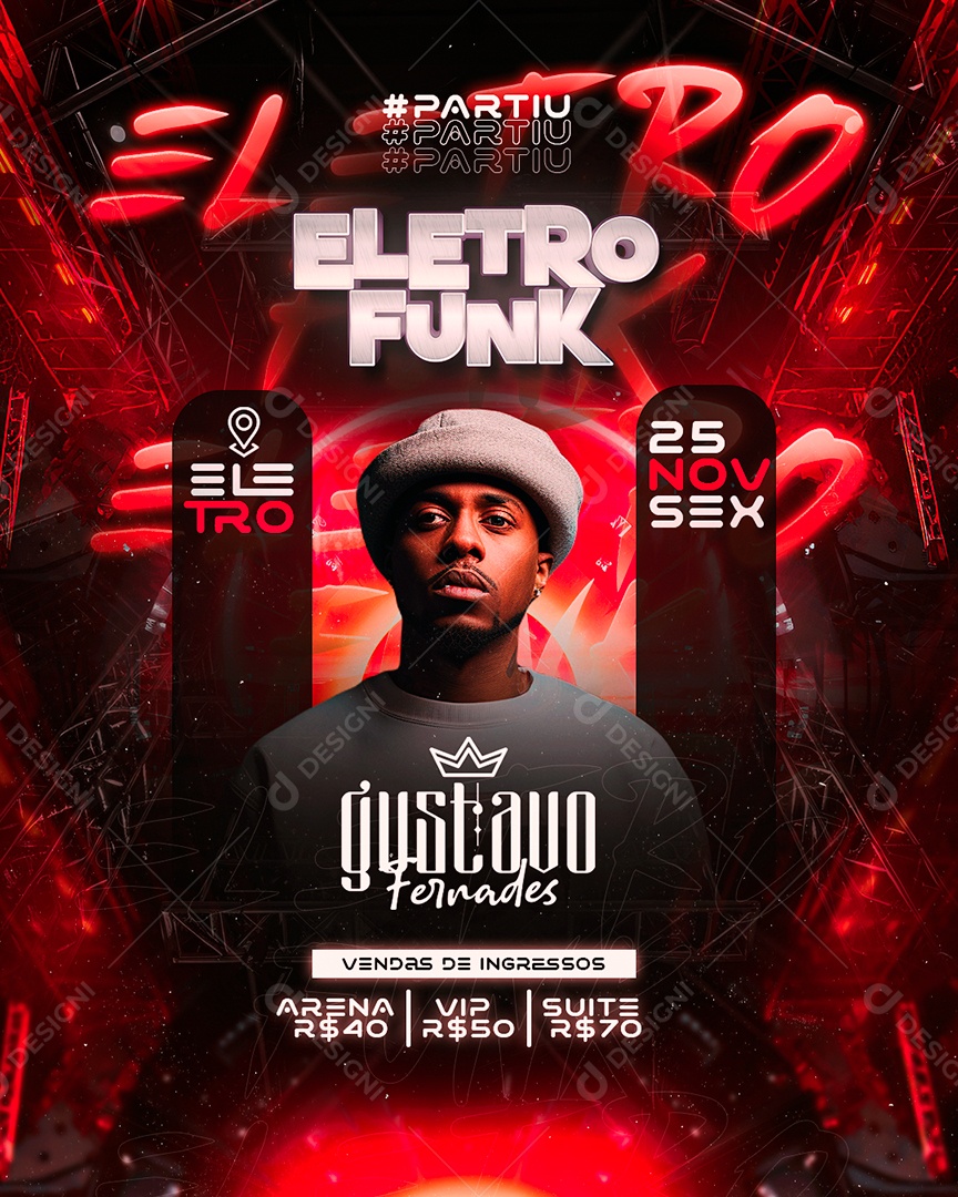 Flyer Eletro Funk Gustavo Fernades Social Media PSD Editável