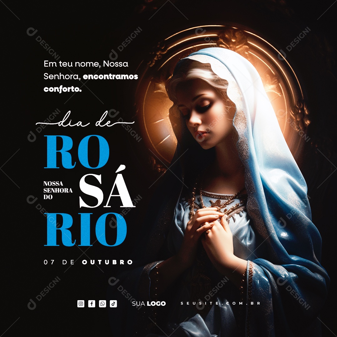 Day of Our Lady Rosary October 7th Social Media PSD Editable