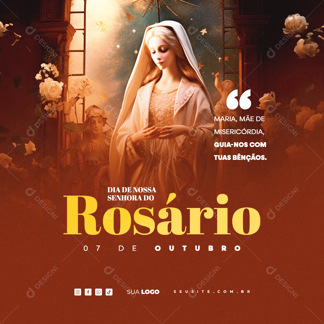 Day of Our Lady Rosary October 7th Social Media PSD Editable