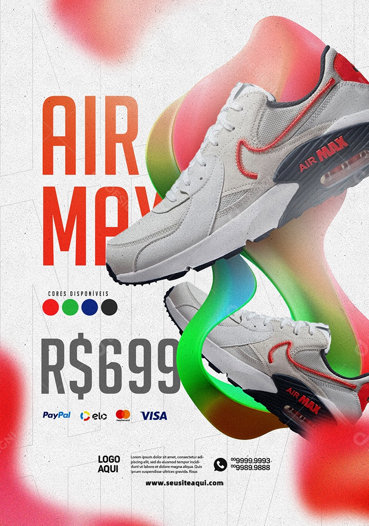 Loja de Tênis Air Max Cores Disponíveis Social Media PSD Editável