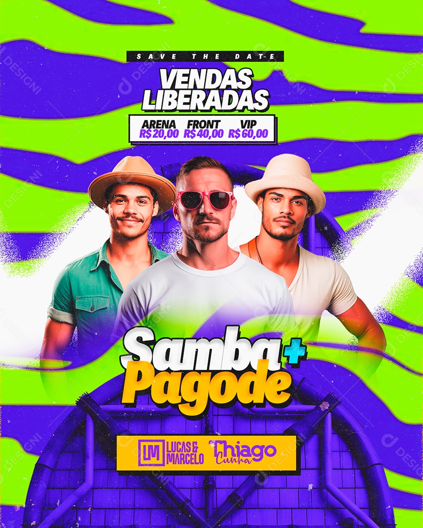 Flyer Vendas Liberadas Samba Pagode Lucas & Marcelo Thiago Cunha Social Media PSD Editável