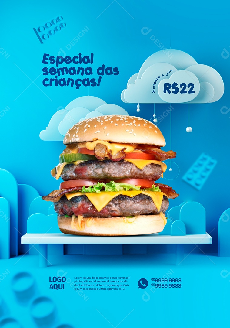 Hamburgueria Dias Das Crianças Especial Semana Das Crianças X Crianças Social Media PSD Editável