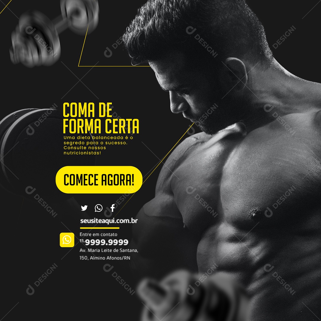 Social Media PSD Academia Treino Fitness Gym Motivação Editável Photoshop  [download] - Designi