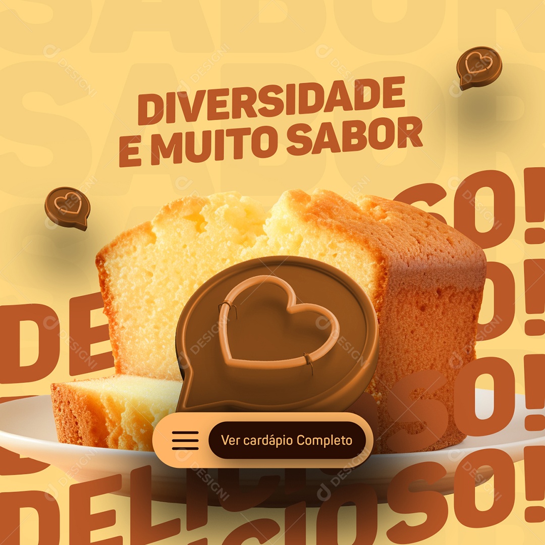 Cafeteria Café da Manhã Diversidade e Muito Sabor ver Cardápio Completo Social Media PSD Editável