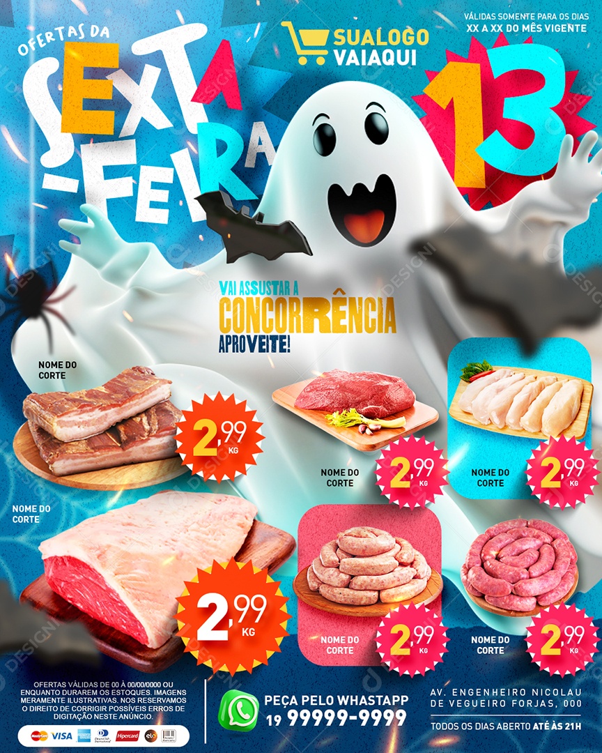 Tabloide Halloween Açougue Supermercado Vai Assustar a Concorrência Social Media PSD Editável