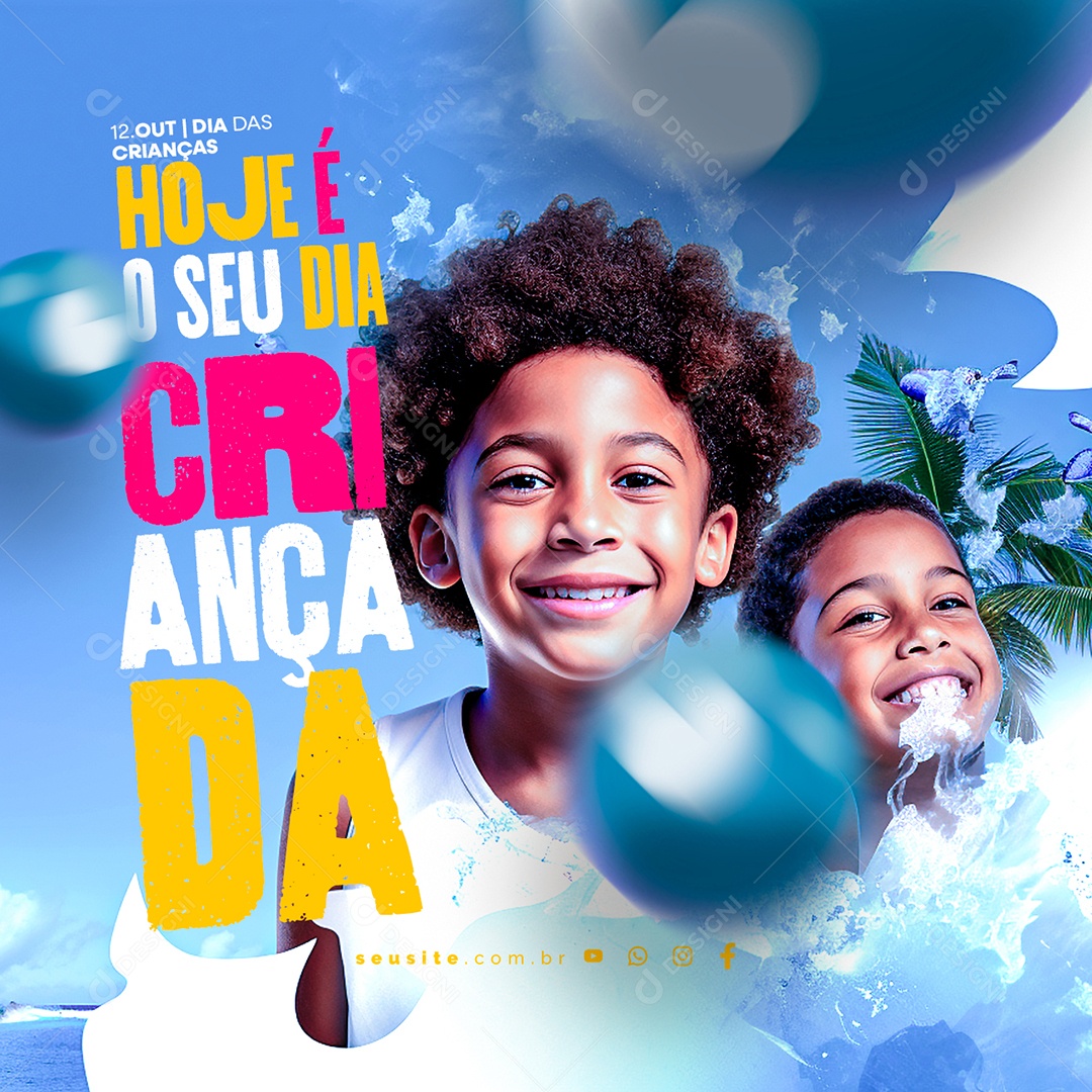 Dia Das Crianças Hoje é o seu Dia Criançada Social Media PSD Editável