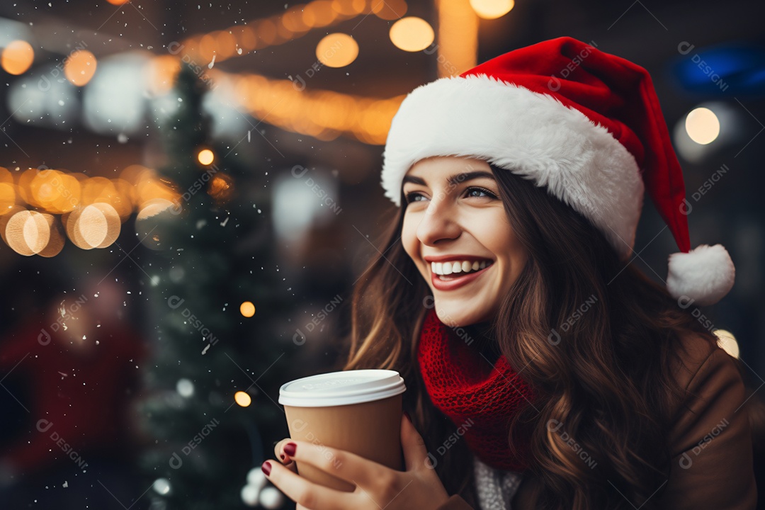 Mulher jovem celebrando natal