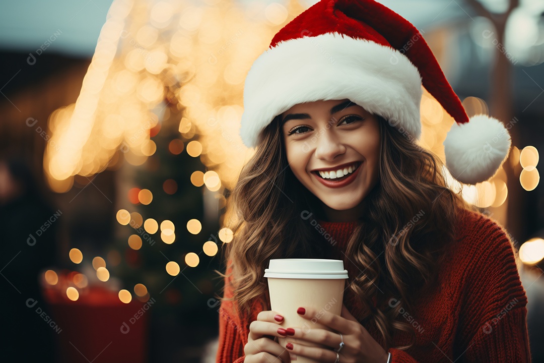 Mulher jovem celebrando natal