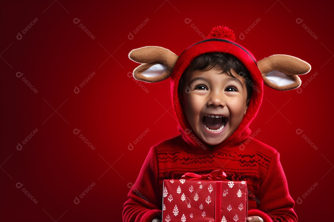 Menino jovem celebrando natal