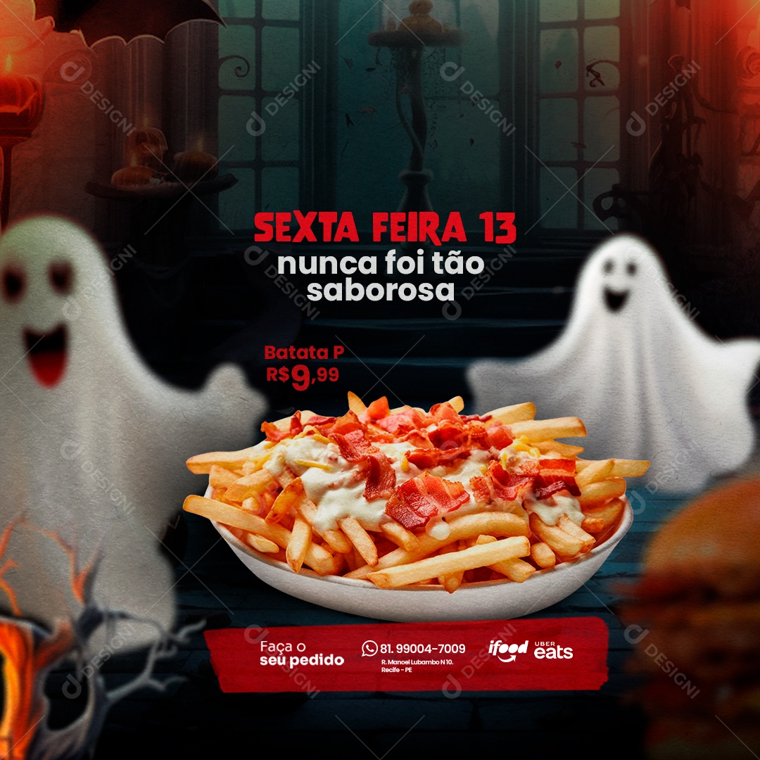 Halloween Lanchonete Sexta Feira 13 Nunca foi Tão Saborosa Batata P Social Media PSD Editável