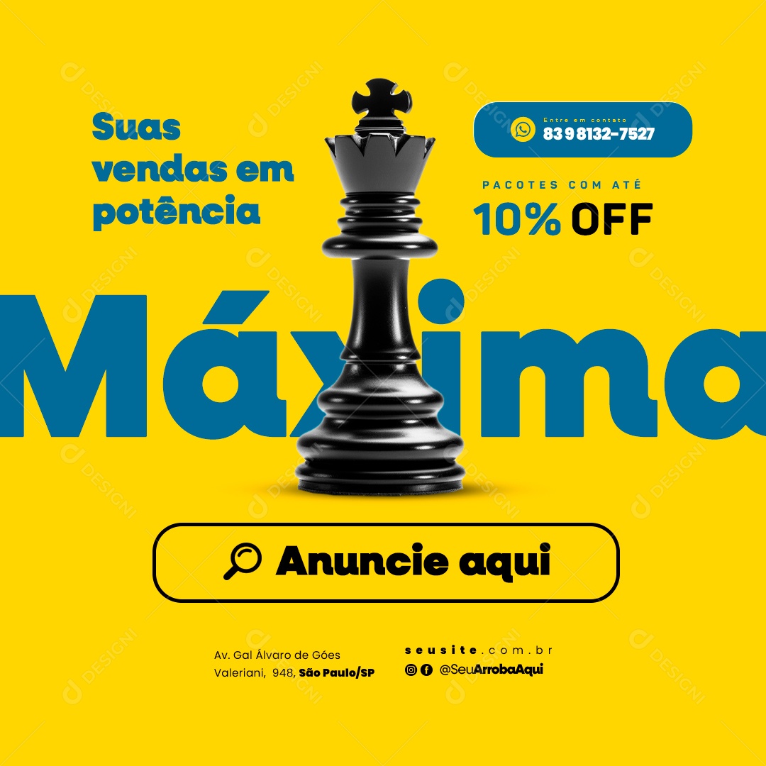 Lista Telefônica Suas Vendas em Potência Pacotes com Até 10% Off Social Media PSD Editável