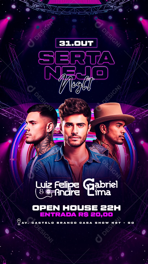 Story Flyer Sertanejo Night Luiz Felipe And Andre Gabriel Lima Social Media Psd Editável Download 3963