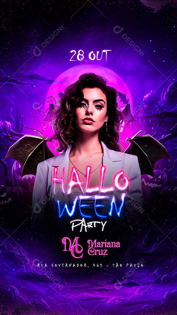 Story Flyer Halloween Party Mariana Cruz Social Media PSD Editável