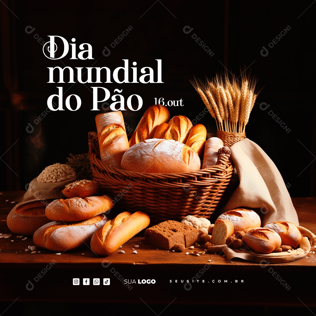 Dia Mundial do Pão 16 de Outubro Social Media PSD Editável