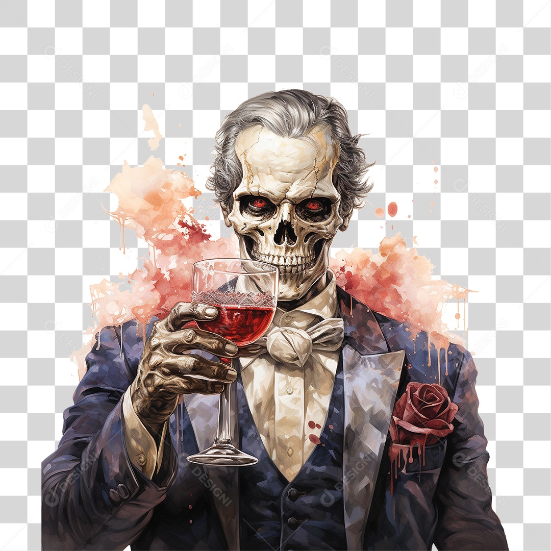 Halloween Scary Watercolor Skull Man Skull Transparent PNG